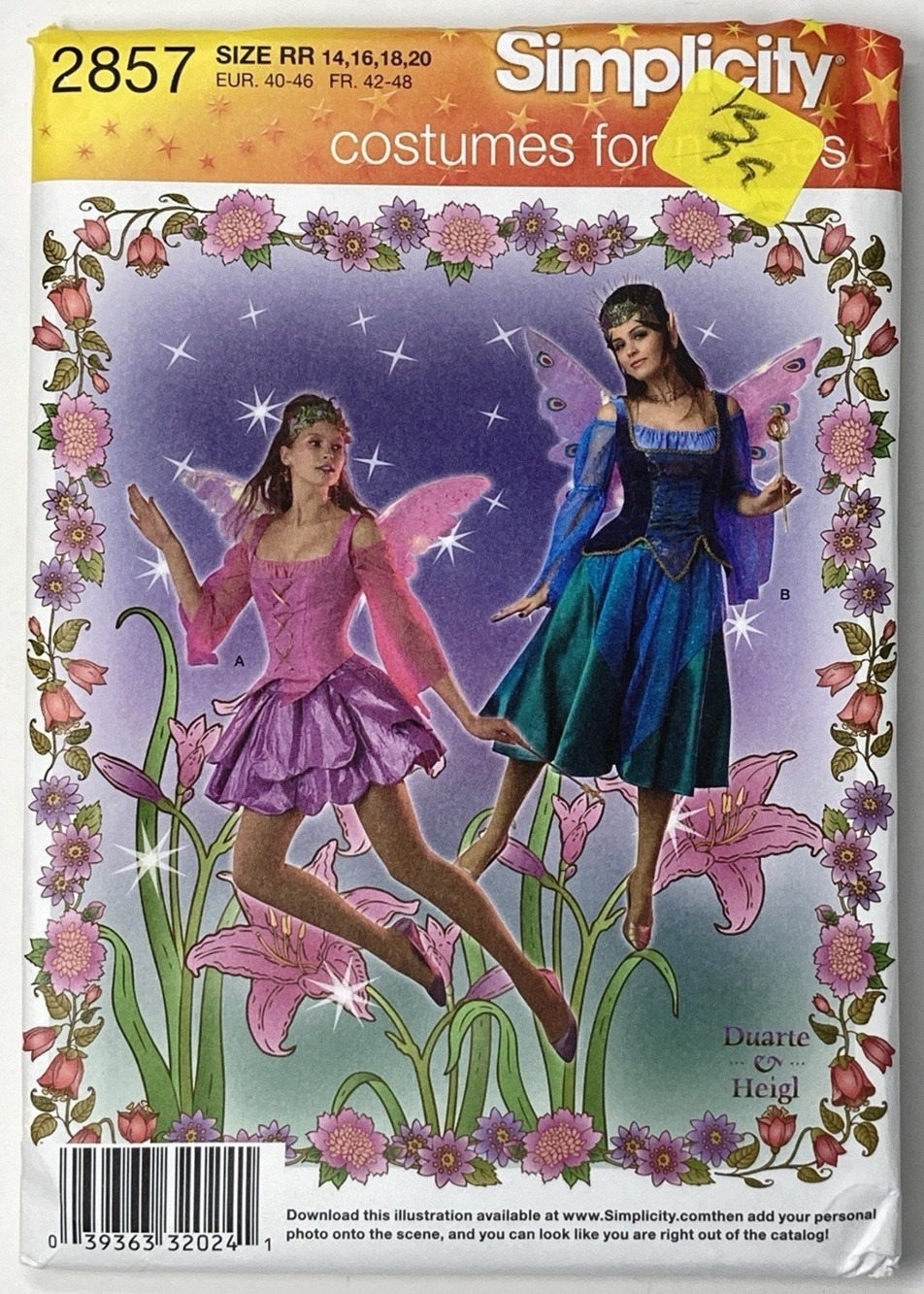 Simplicity 2857 Fairy Costume Wings Pattern Misses 14-20 Uncut Halloween